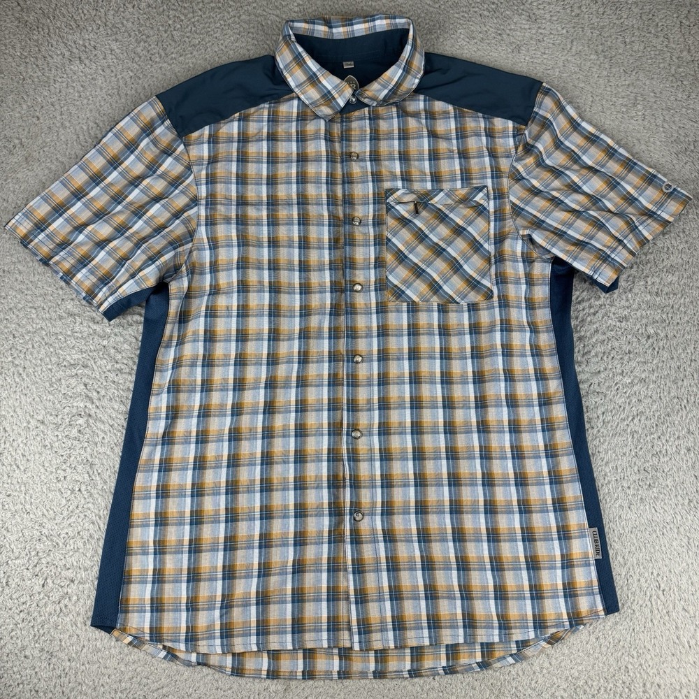 Club Ride Cycling Jersey Xl Mens Short Sleeve Plaid Pearl‎ Snap Shirt Mtn Biking